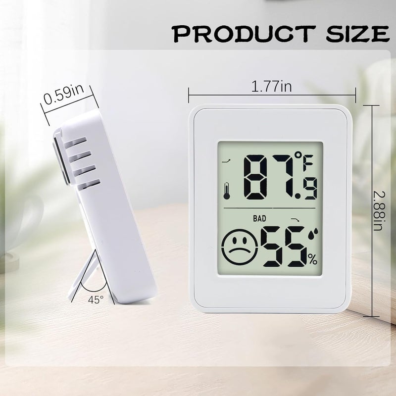 UPSIME 2 PCS Home Indoor Hygrometer, Mini Indoor Thermometer with Magnetic Back, Temperature and Humidity Monitor, Reptile Thermometer - Houses, Greenhouses,Baby Room,Office, Incubator - Image 2